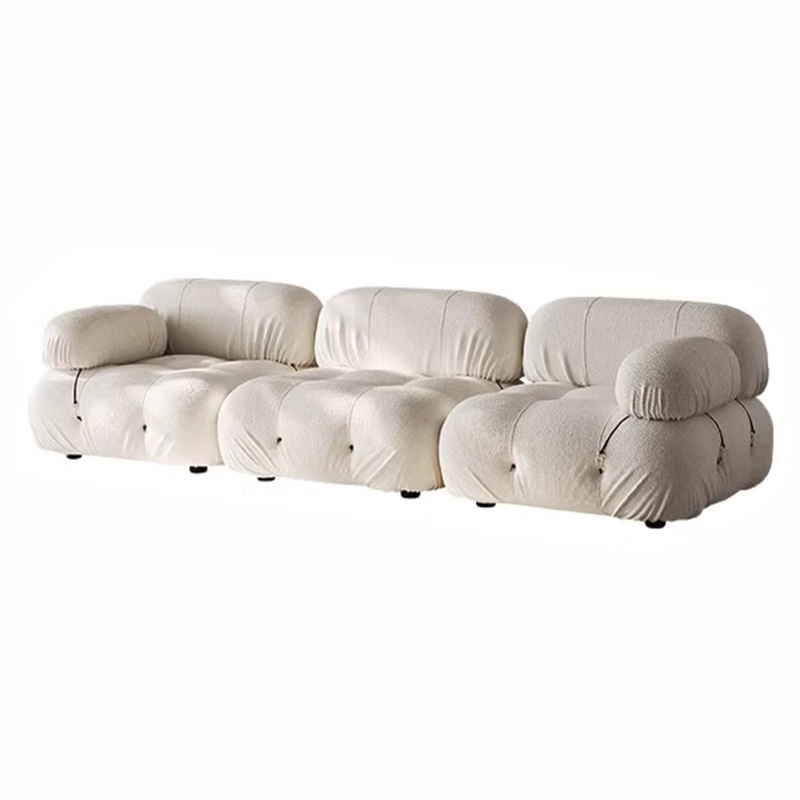 Stella Velvet Fabric Sofa in Cream