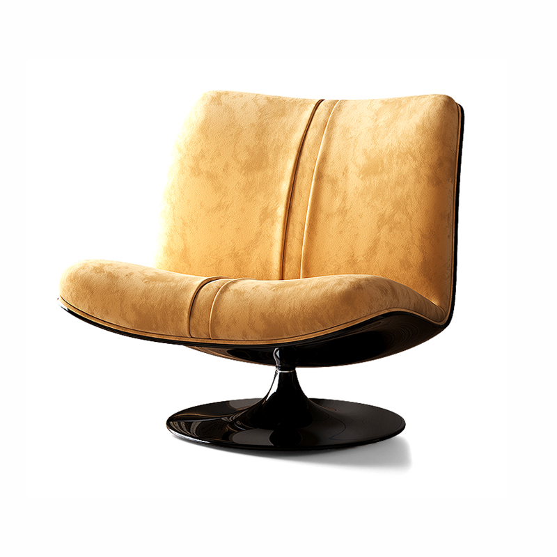 Warm yellow velvet single chair with a soft seat