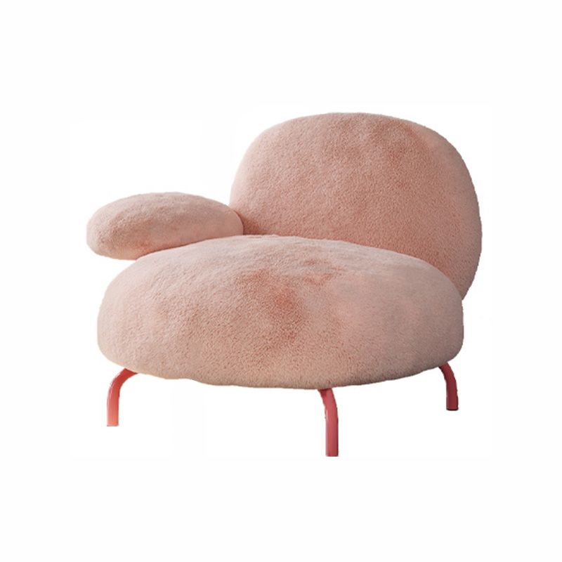 A pink, soft-textured cloud-shaped chair